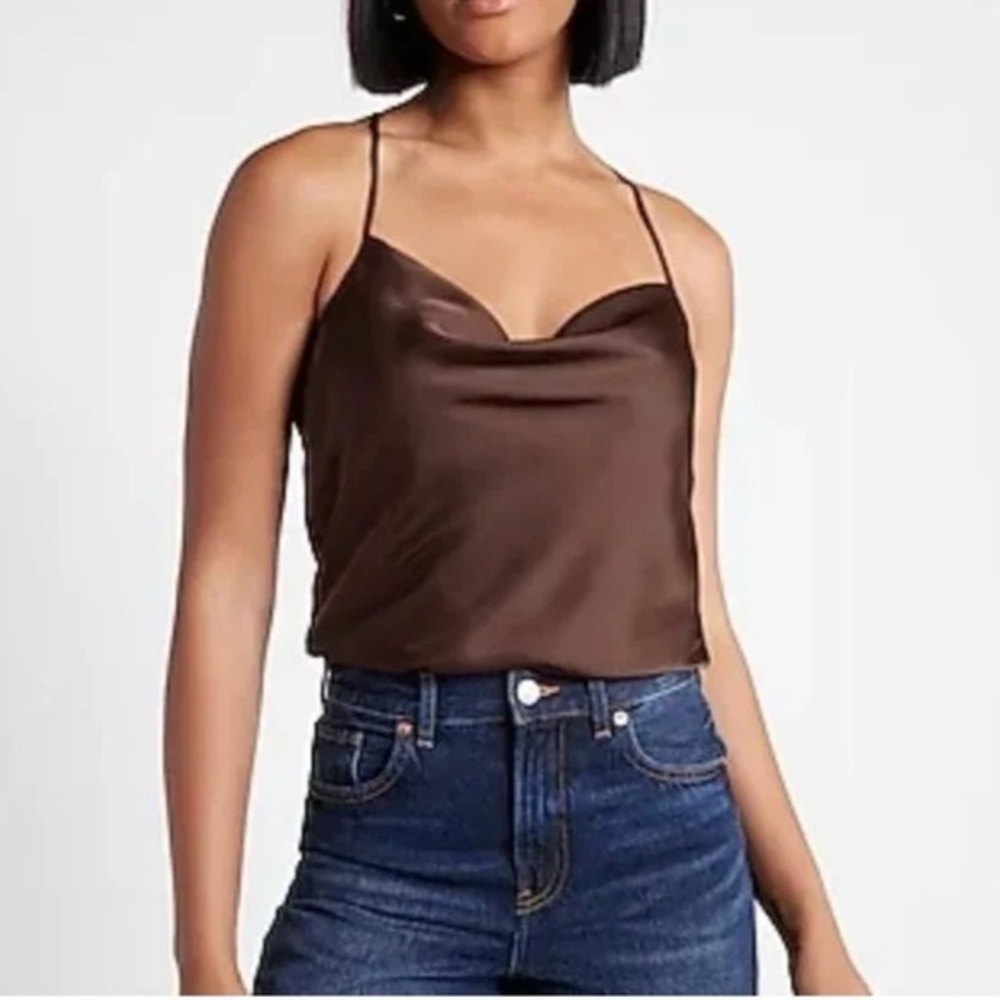 Express satin tank • brown •NWT